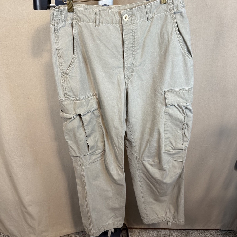 VTG Banana Republic Safari Travel Clothing Cargo Pants Men 32x34 Buckle Back Wrk